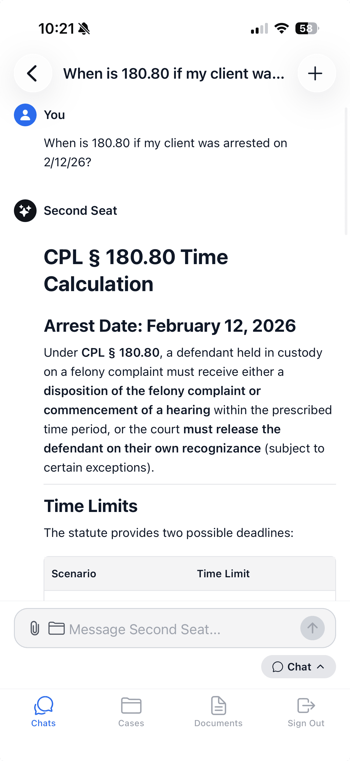 Second Seat mobile app — CPL time calculation